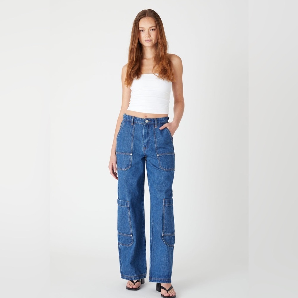 Blank NYC NWT The Franklin In Hands Down Ribcage Wide Leg Cargo Jeans Size 26
